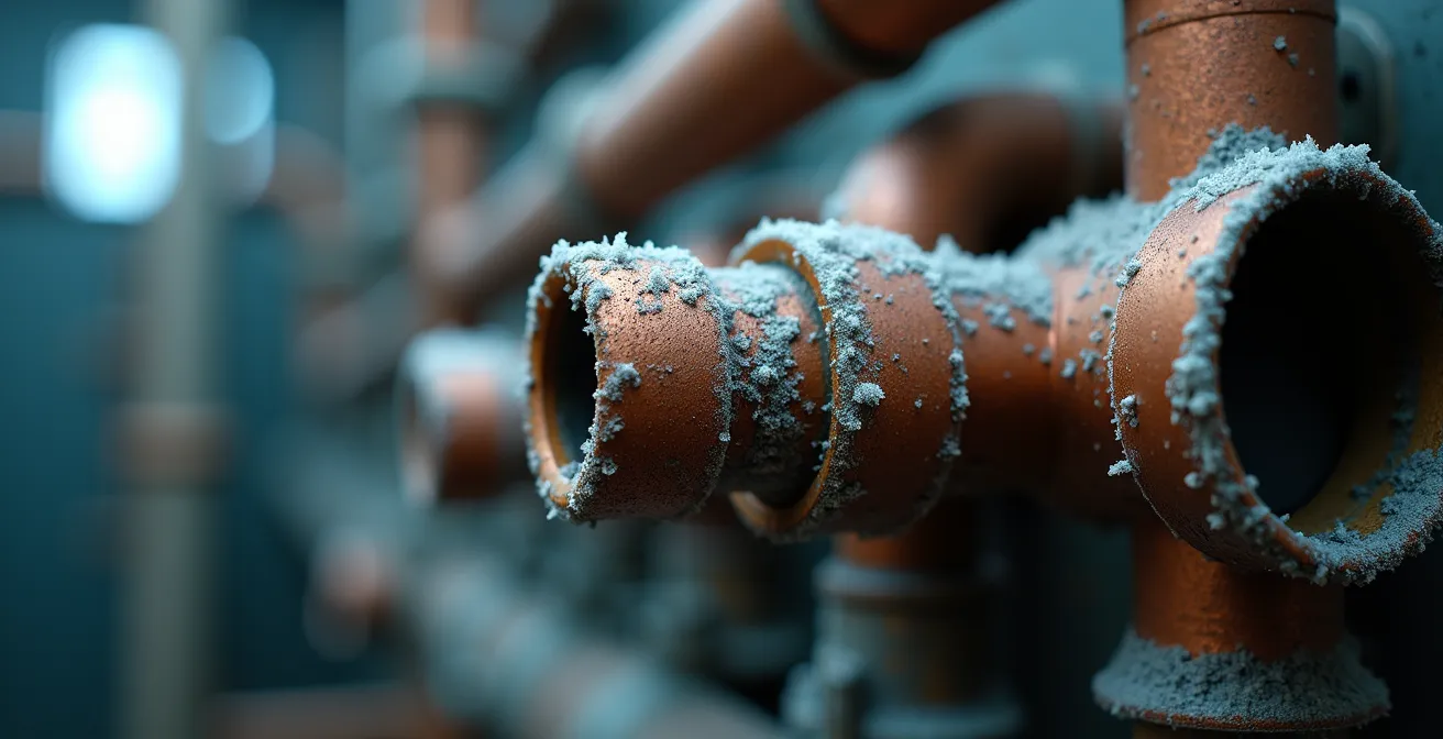 Technicien inspectant les liaisons frigorifiques avec un détecteur