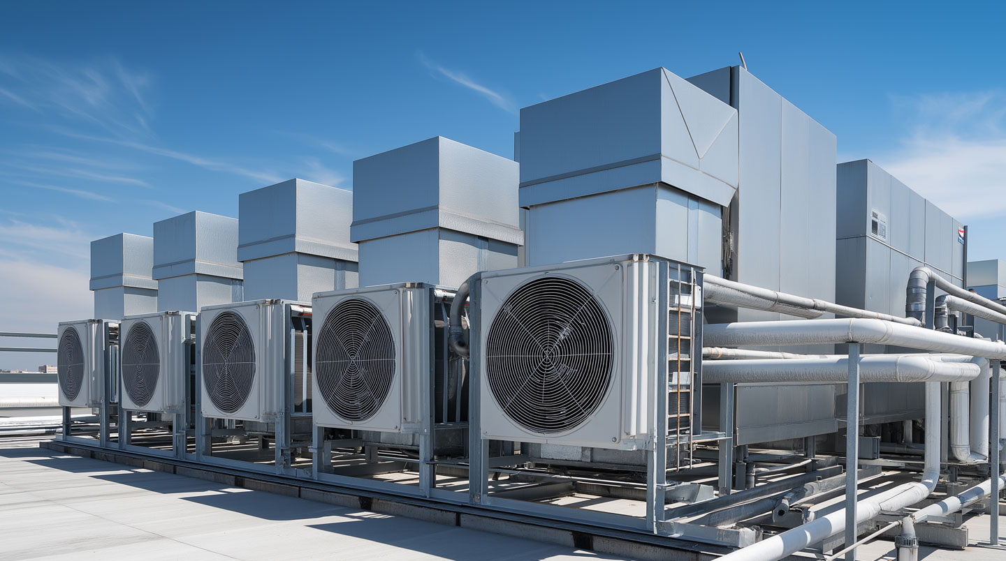 Illustration simplifiée montrant les trois flux d'air d'un système CVC dans une maison résidentielle : chauffage, ventilation et climatisation